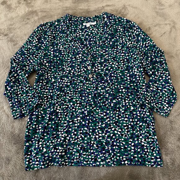 Chico's Blue Green Top Shirt Blouse Women's 1 US MEDIUM - Picture 1 of 6
